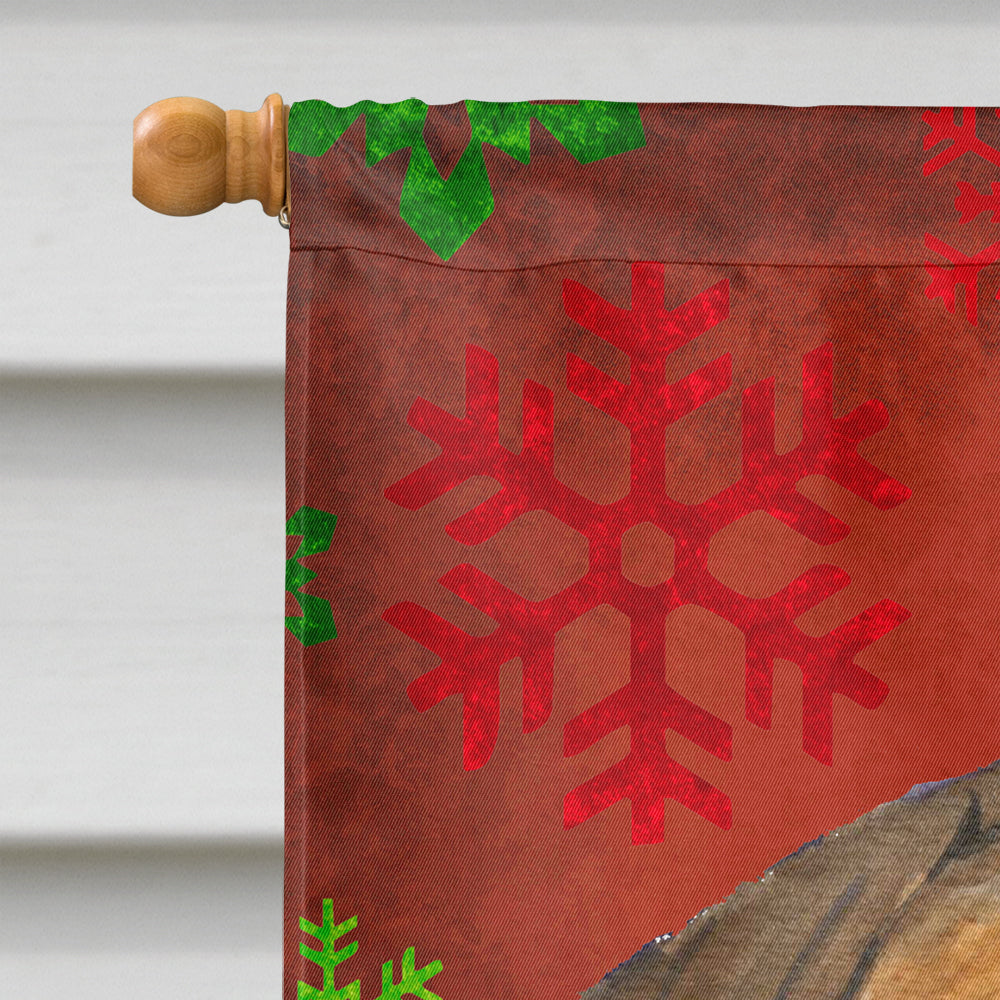 Bullmastiff Red and Green Snowflakes Holiday Christmas Flag Canvas House Size
