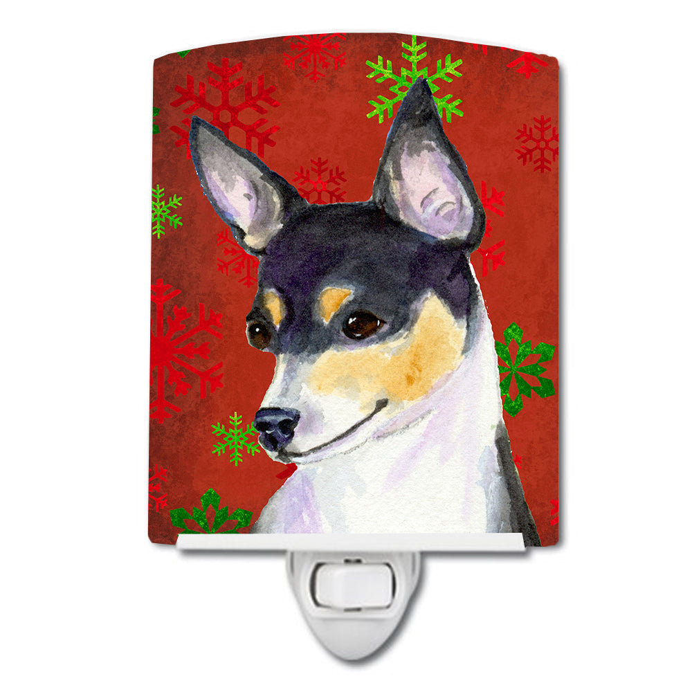 Chihuahua Red and Green Snowflakes Holiday Christmas Ceramic Night Light SS4725CNL - the-store.com