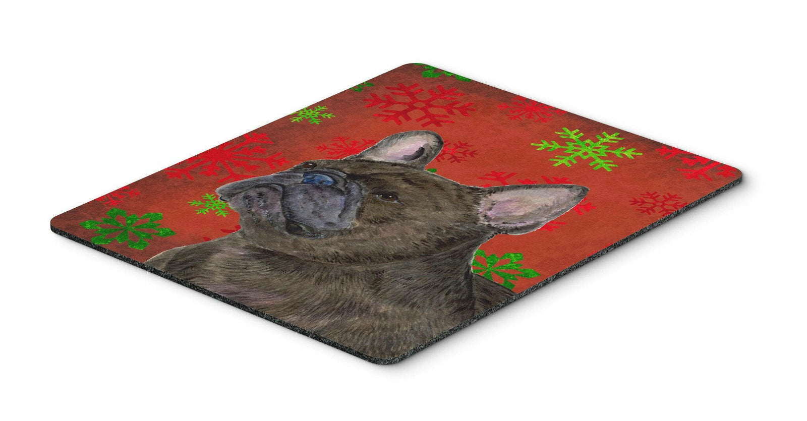 French Bulldog Red and Green Snowflakes Christmas Mouse Pad, Hot Pad or Trivet by Caroline's Treasures