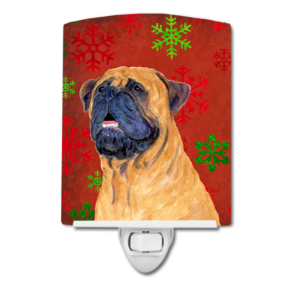 Mastiff Red and Green Snowflakes Holiday Christmas Ceramic Night Light SS4727CNL - the-store.com