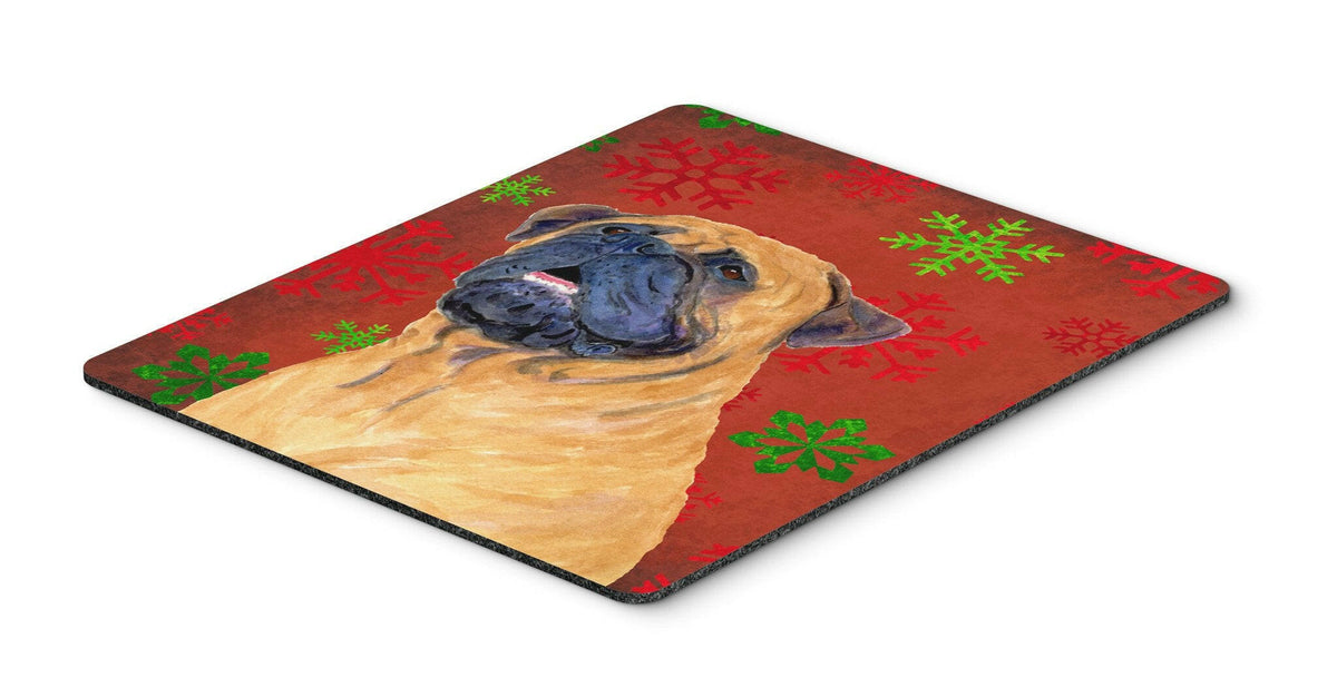 Mastiff Red and Green Snowflakes Holiday Christmas Mouse Pad, Hot Pad or Trivet by Caroline&#39;s Treasures