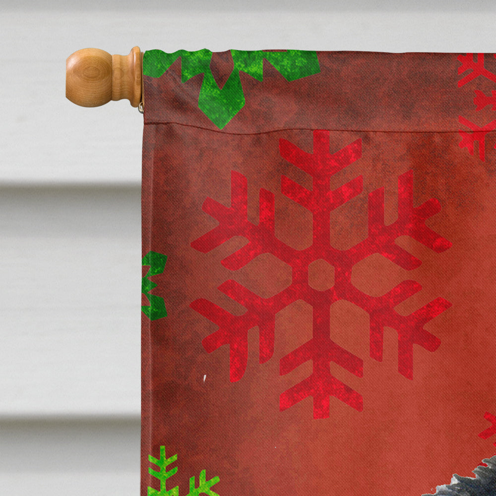Akita Red and Green Snowflakes Holiday Christmas Flag Canvas House Size  the-store.com.