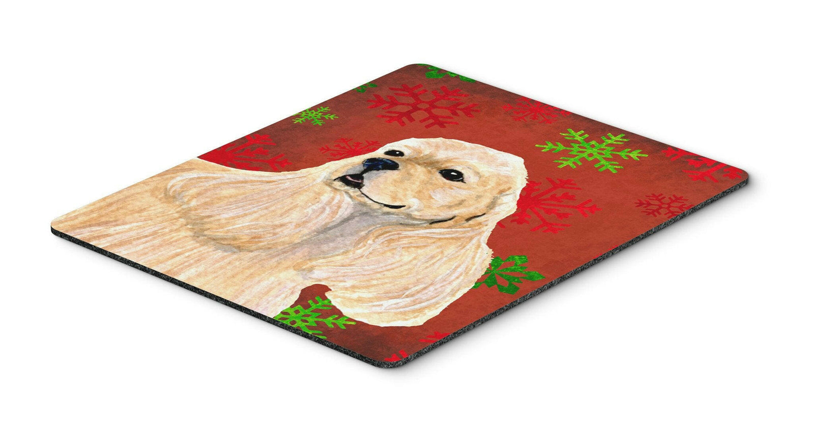 Cocker Spaniel Red and Green Snowflakes Christmas Mouse Pad, Hot Pad or Trivet by Caroline's Treasures