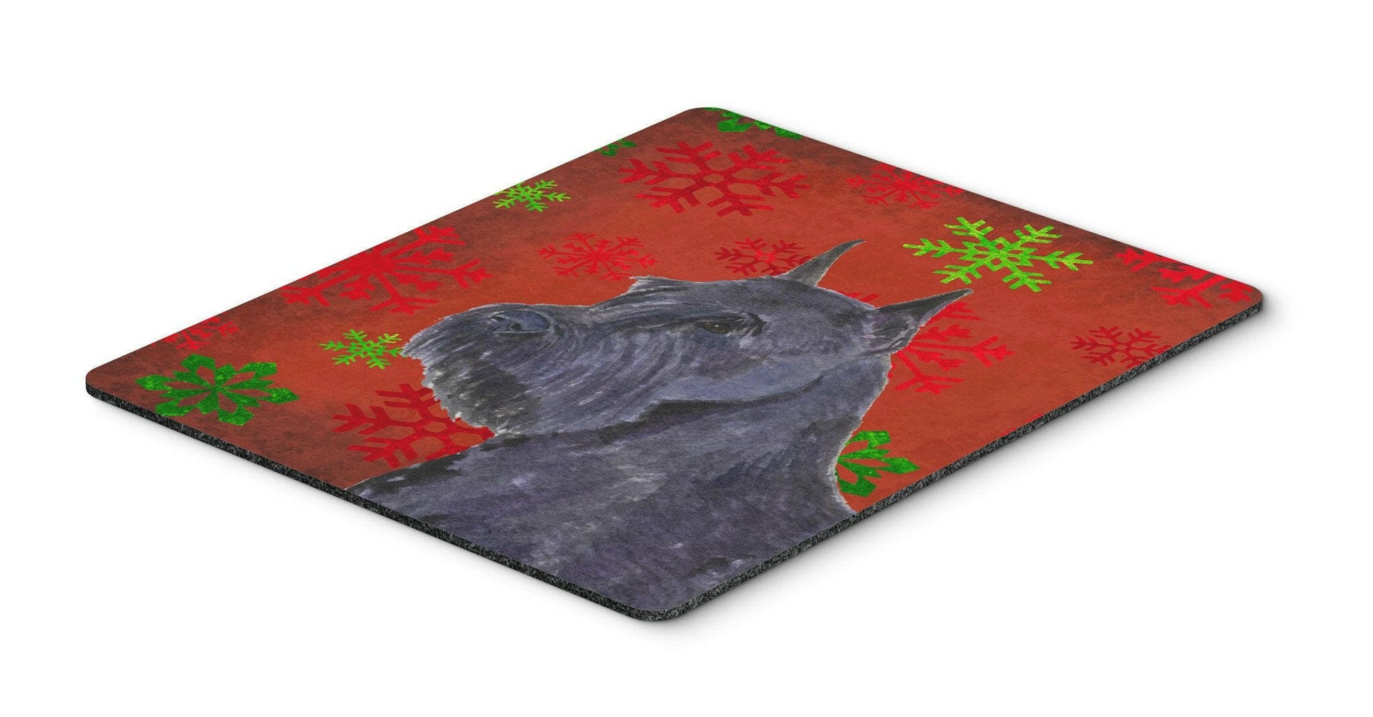 Schnauzer Red and Green Snowflakes Christmas Mouse Pad, Hot Pad or Trivet by Caroline's Treasures