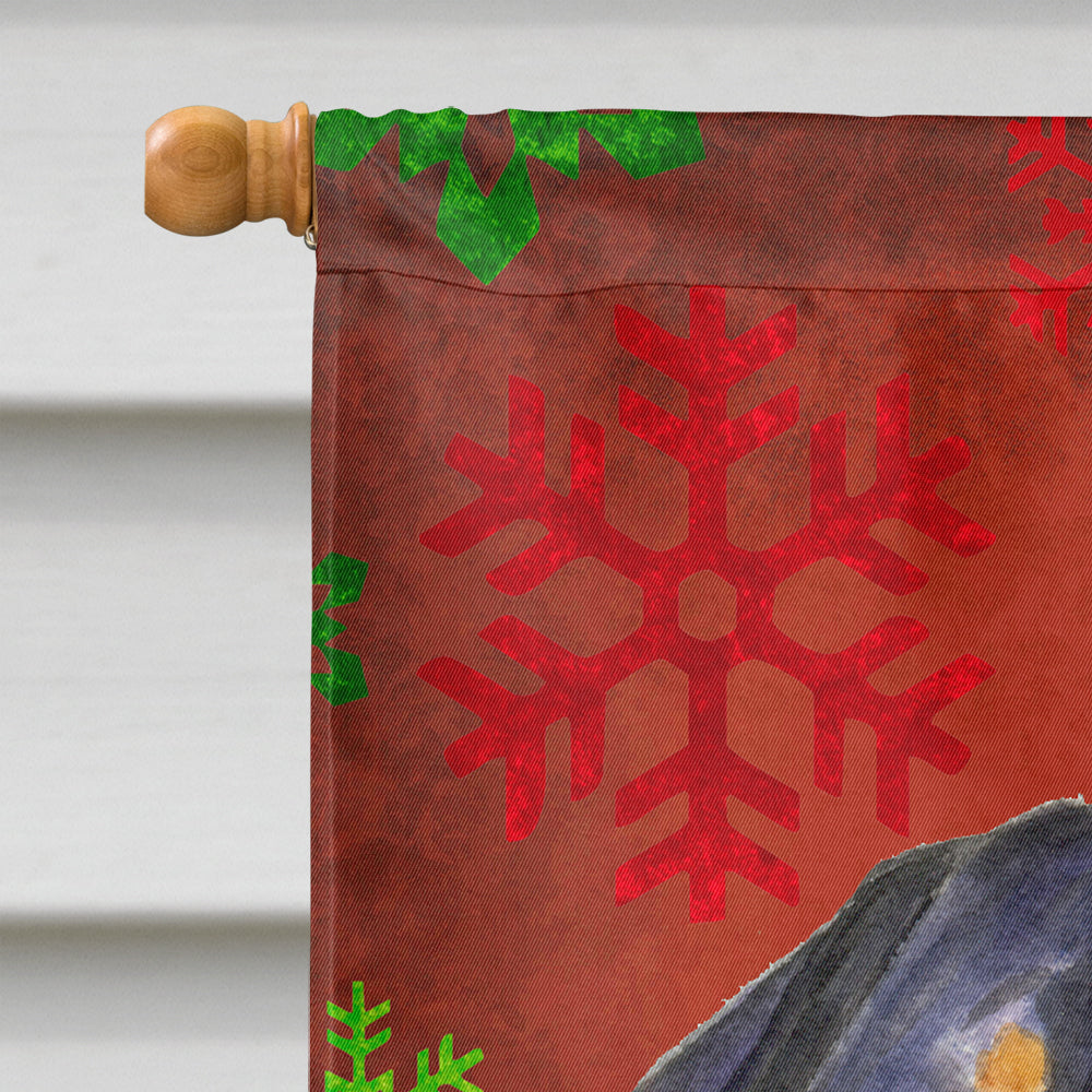 Rottweiler Red and Green Snowflakes Holiday Christmas Flag Canvas House Size