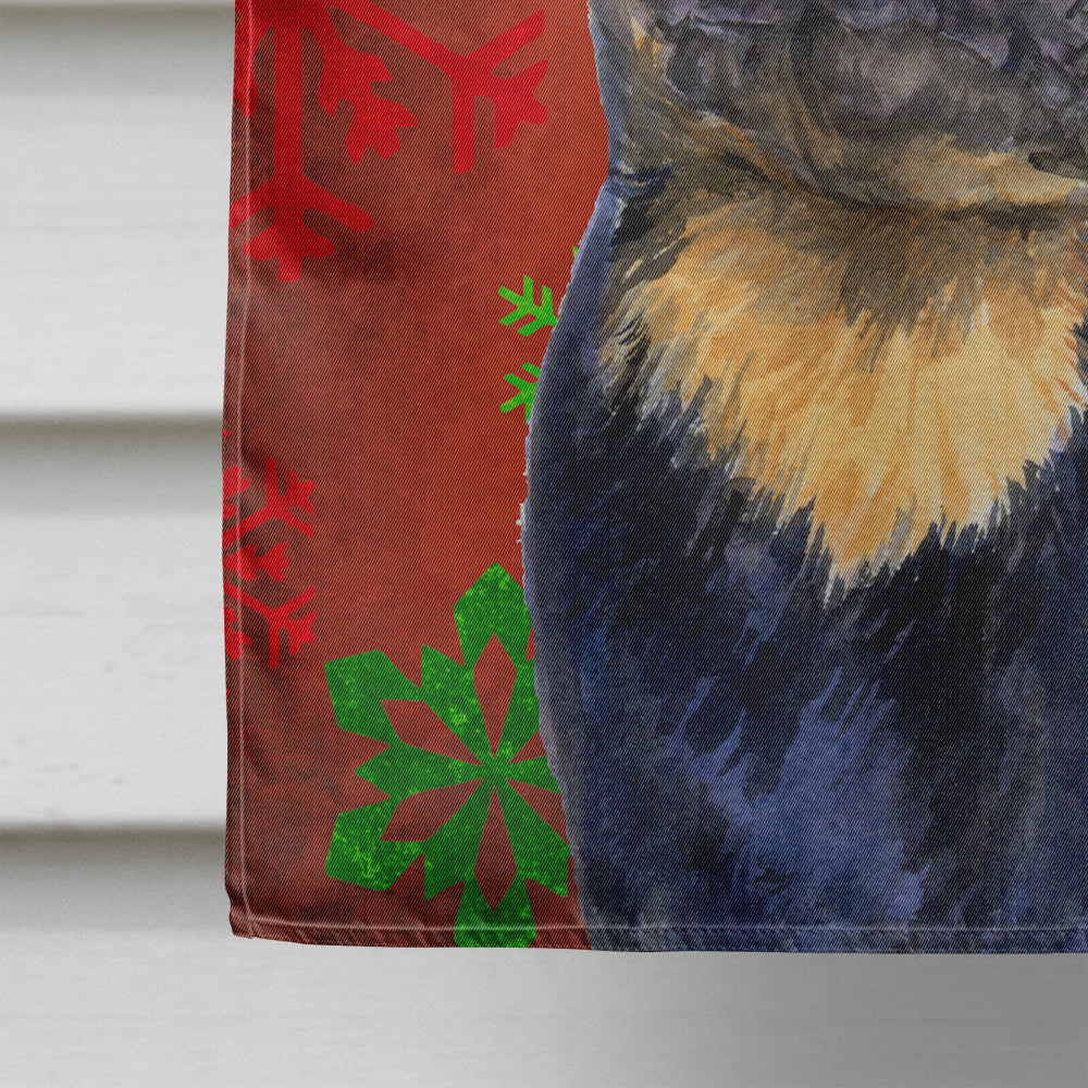 Rottweiler Red and Green Snowflakes Holiday Christmas Flag Canvas House Size  the-store.com.