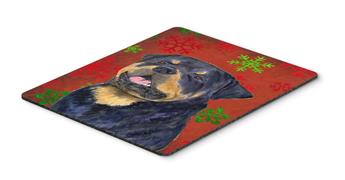 Rottweiler Red and Green Snowflakes Christmas Mouse Pad, Hot Pad or Trivet by Caroline&#39;s Treasures