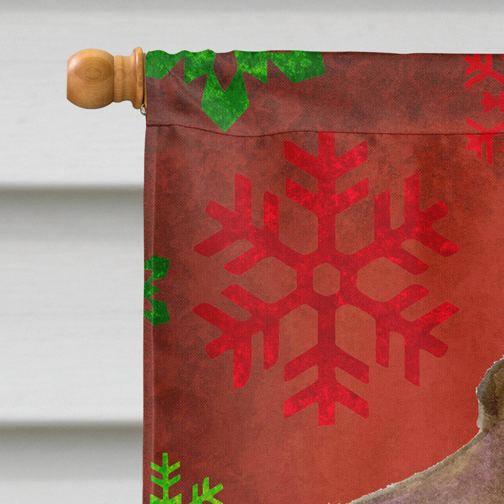 Field Spaniel Red and Green Snowflakes Holiday Christmas Flag Canvas House Size  the-store.com.
