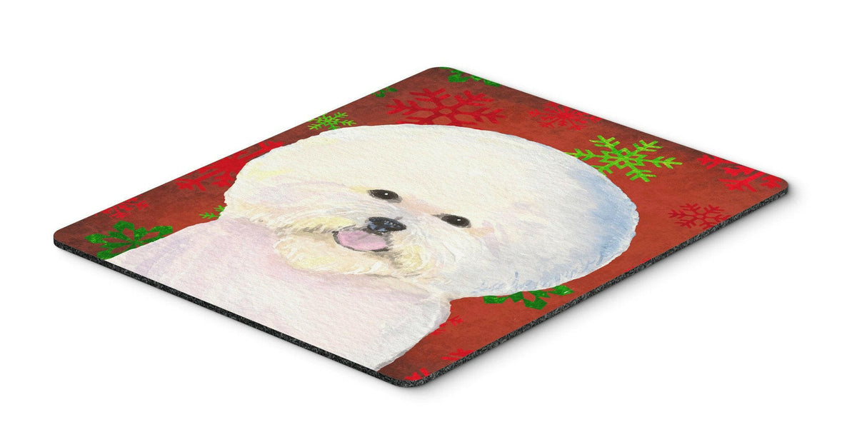 Bichon Frise Red and Green Snowflakes Christmas Mouse Pad, Hot Pad or Trivet by Caroline&#39;s Treasures