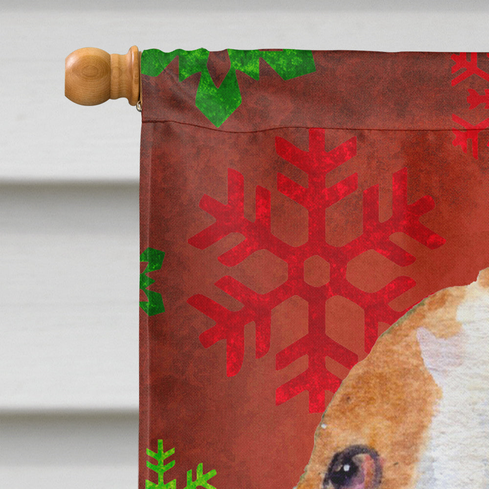 Basset Hound rouge et vert flocons de neige vacances drapeau de Noël toile taille de la maison