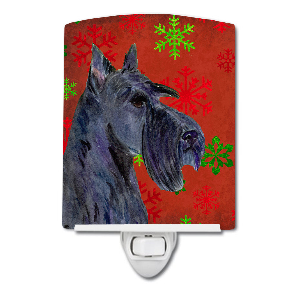 Scottish Terrier Red and Green Snowflakes Holiday Christmas Ceramic Night Light SS4736CNL - the-store.com