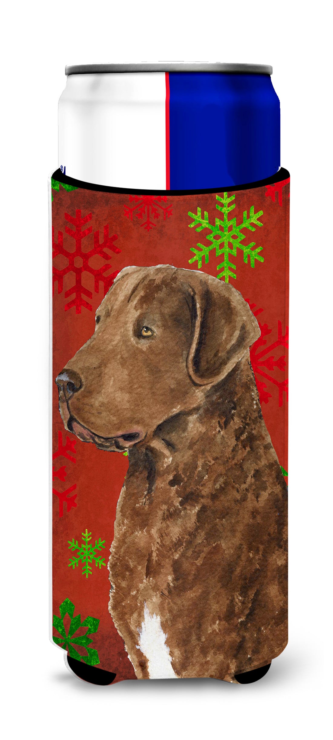 Chesapeake Bay Retriever Red Snowflakes Holiday Christmas Ultra Beverage Insulators for slim cans SS4738MUK
