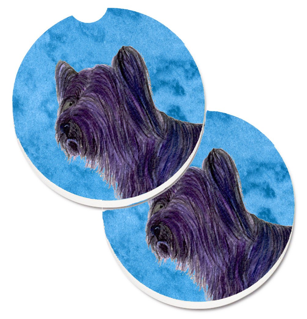 Blue Skye Terrier Set of 2 Cup Holder Car Coasters SS4739-BUCARC by Caroline&#39;s Treasures