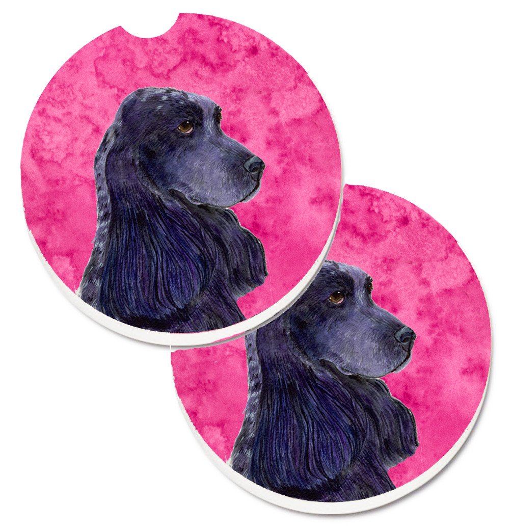 Pink Cocker Spaniel Set of 2 Cup Holder Car Coasters SS4747-PKCARC by Caroline&#39;s Treasures
