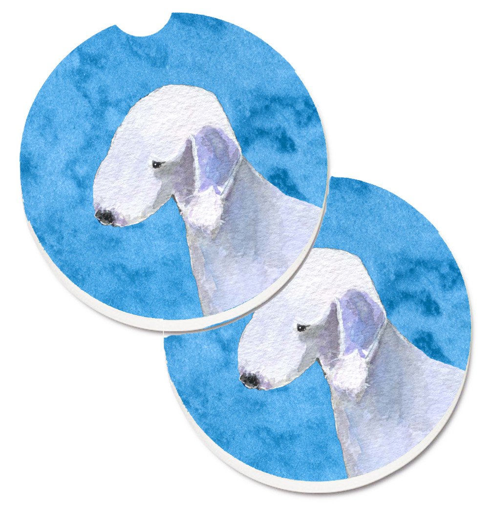 Blue Bedlington Terrier Set of 2 Cup Holder Car Coasters SS4759-BUCARC by Caroline&#39;s Treasures