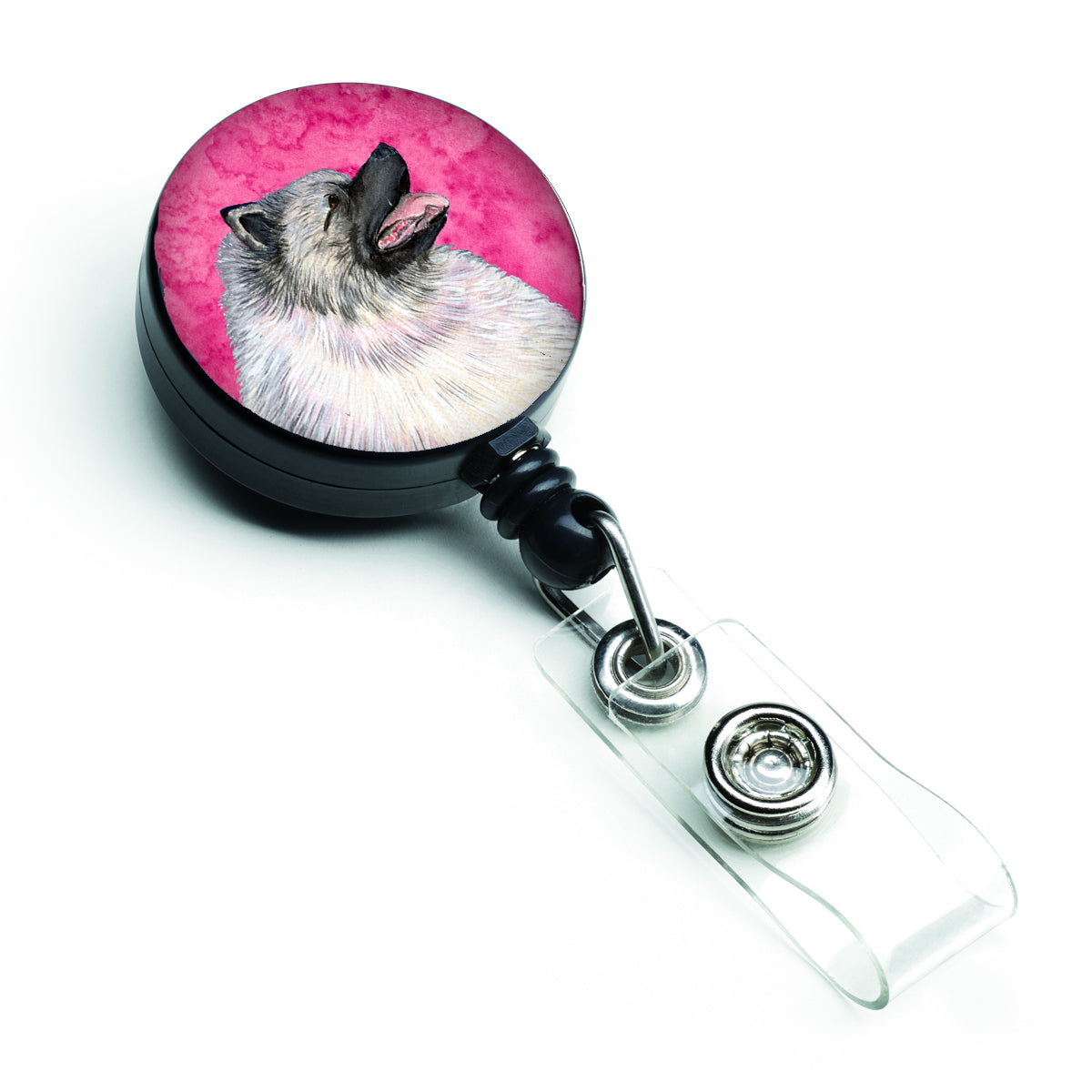 Keeshond  Retractable Badge Reel or ID Holder with Clip SS4764.