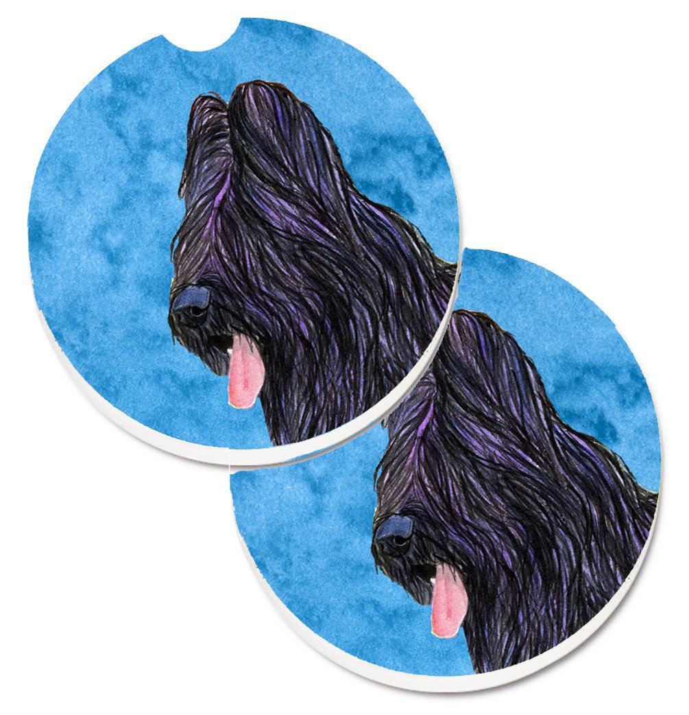 Blue Briard Set of 2 Cup Holder Car Coasters SS4765-BUCARC by Caroline&#39;s Treasures