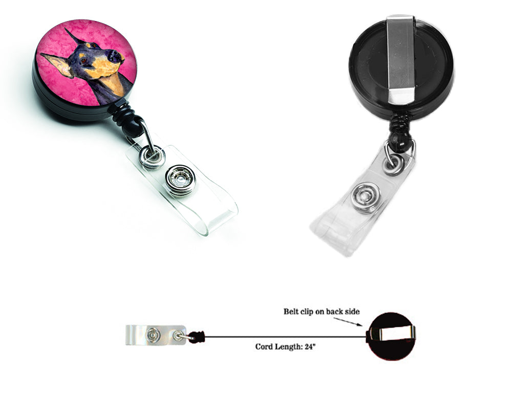 Doberman  Retractable Badge Reel or ID Holder with Clip SS4771