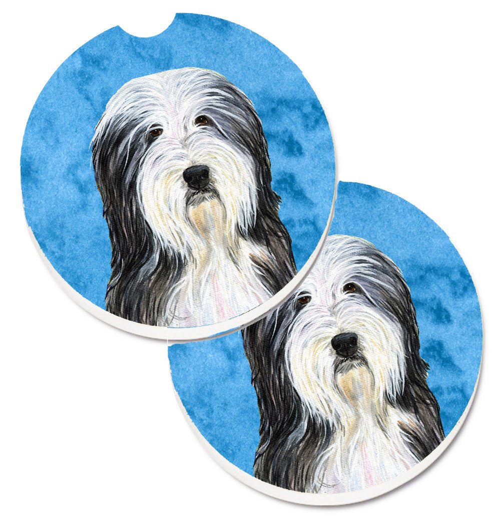 Blue Bearded Collie Set of 2 Cup Holder Car Coasters SS4773-BUCARC by Caroline&#39;s Treasures