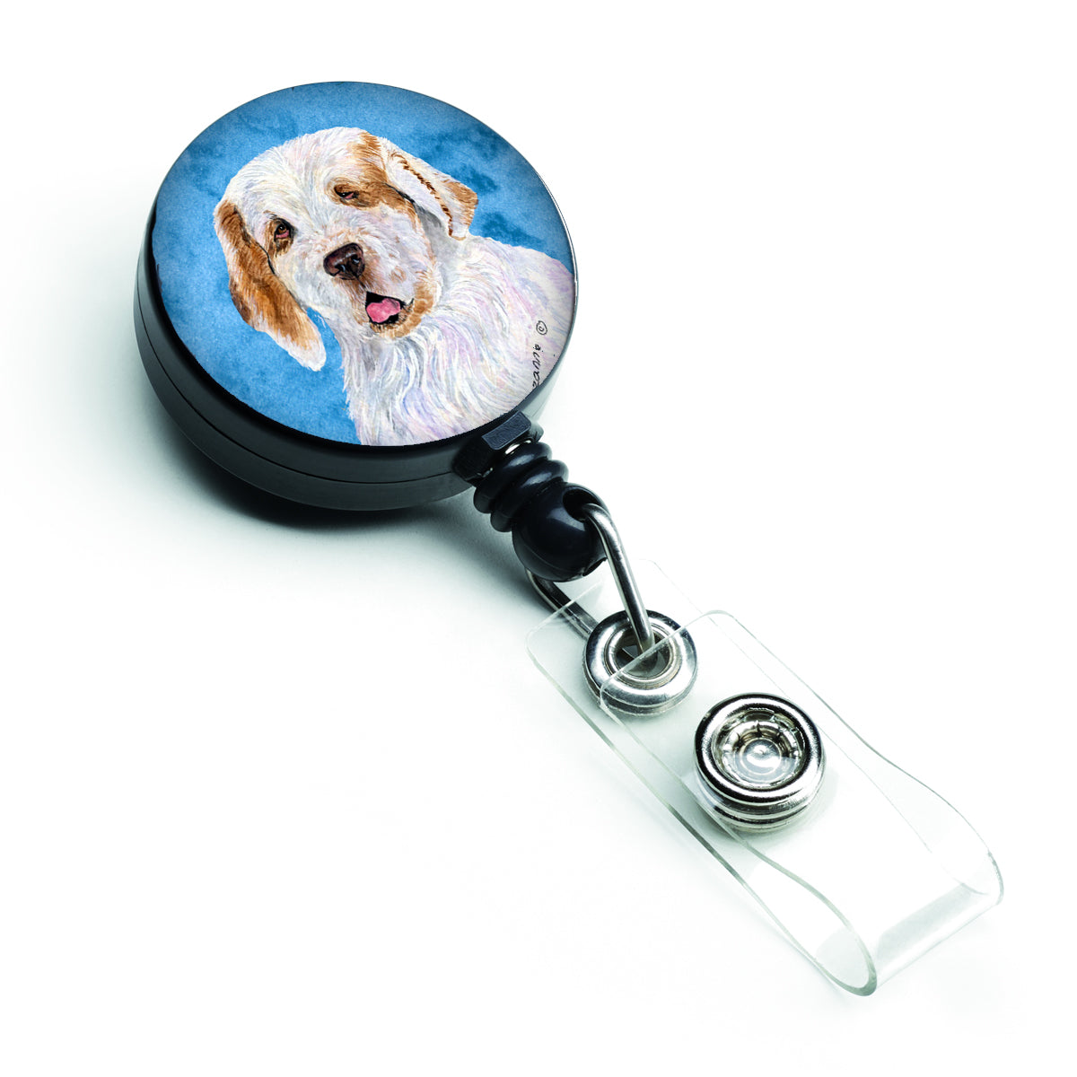 Clumber Spaniel  Retractable Badge Reel or ID Holder with Clip SS4776.
