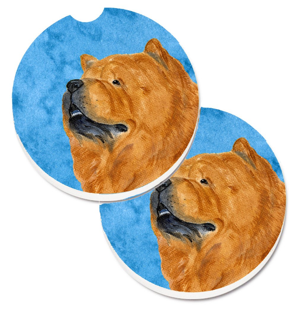 Blue Chow Chow Set of 2 Cup Holder Car Coasters SS4778-BUCARC by Caroline&#39;s Treasures