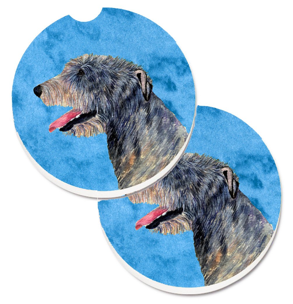 Blue Irish Wolfhound Set of 2 Cup Holder Car Coasters SS4782-BUCARC by Caroline&#39;s Treasures