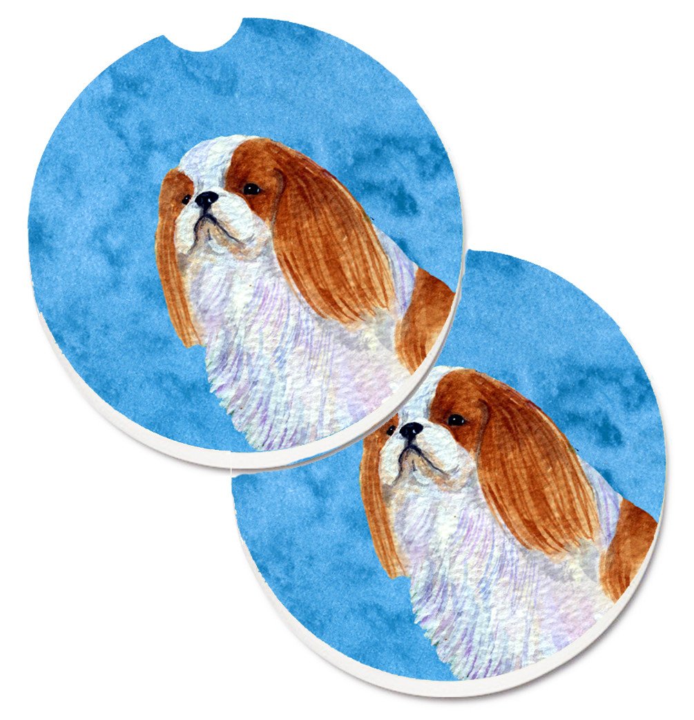 Blue English Toy Spaniel Set of 2 Cup Holder Car Coasters SS4783-BUCARC by Caroline&#39;s Treasures