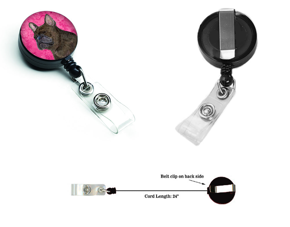 French Bulldog  Retractable Badge Reel or ID Holder with Clip SS4795.