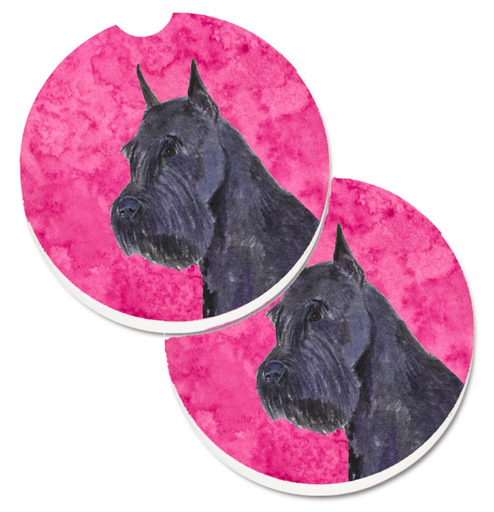 Pink Schnauzer Set of 2 Cup Holder Car Coasters SS4799-PKCARC by Caroline&#39;s Treasures