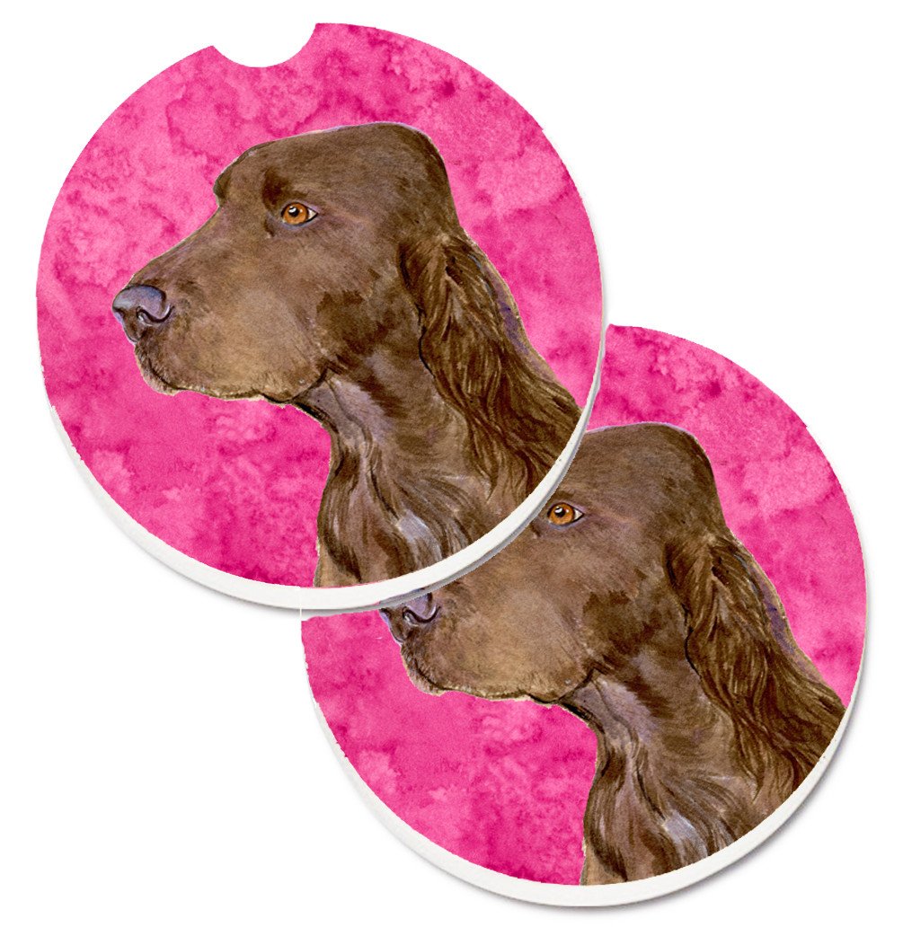 Pink Field Spaniel Set of 2 Cup Holder Car Coasters SS4801-PKCARC by Caroline&#39;s Treasures