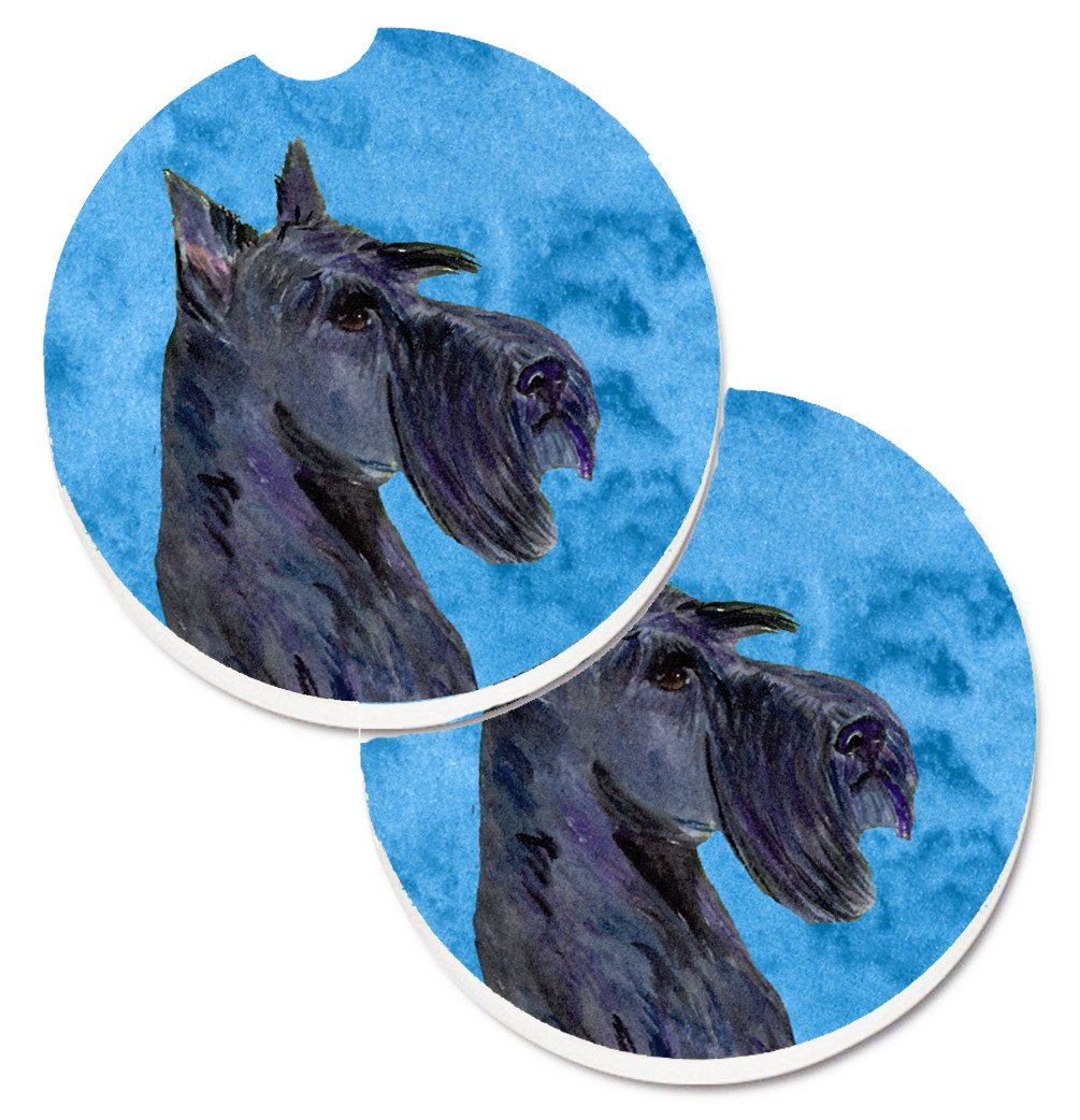 Blue Scottish Terrier Set of 2 Cup Holder Car Coasters SS4805-BUCARC by Caroline&#39;s Treasures