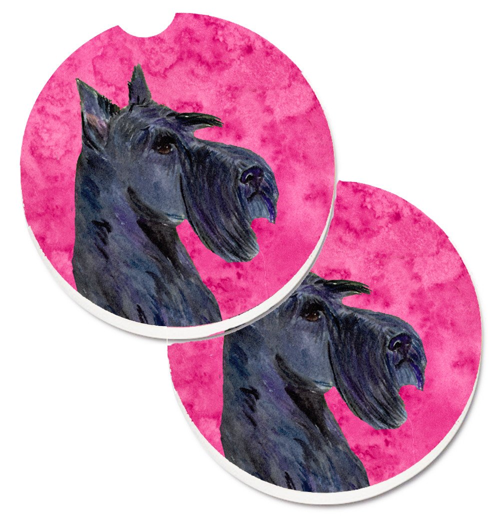 Pink Scottish Terrier Set of 2 Cup Holder Car Coasters SS4805-PKCARC by Caroline&#39;s Treasures