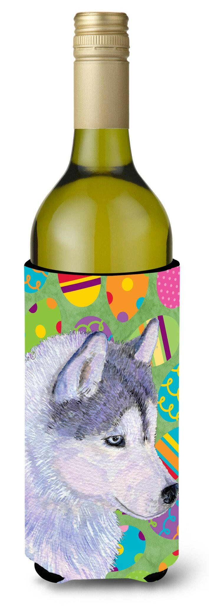 Siberian Husky Easter Eggtravaganza Wine Bottle Beverage Insulator Beverage Insulator Hugger by Caroline&#39;s Treasures