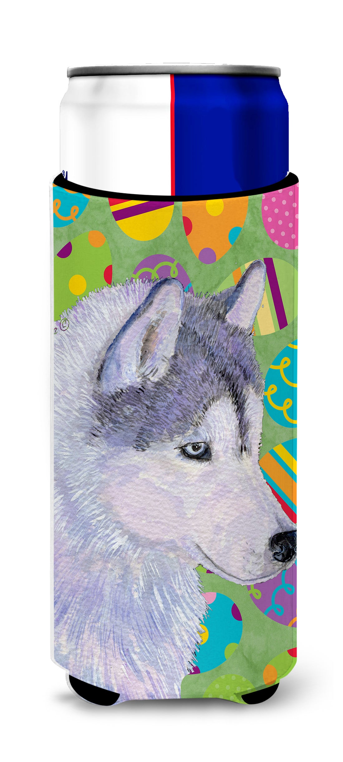 Siberian Husky Easter Eggtravaganza Ultra Beverage Insulators for slim cans SS4809MUK.