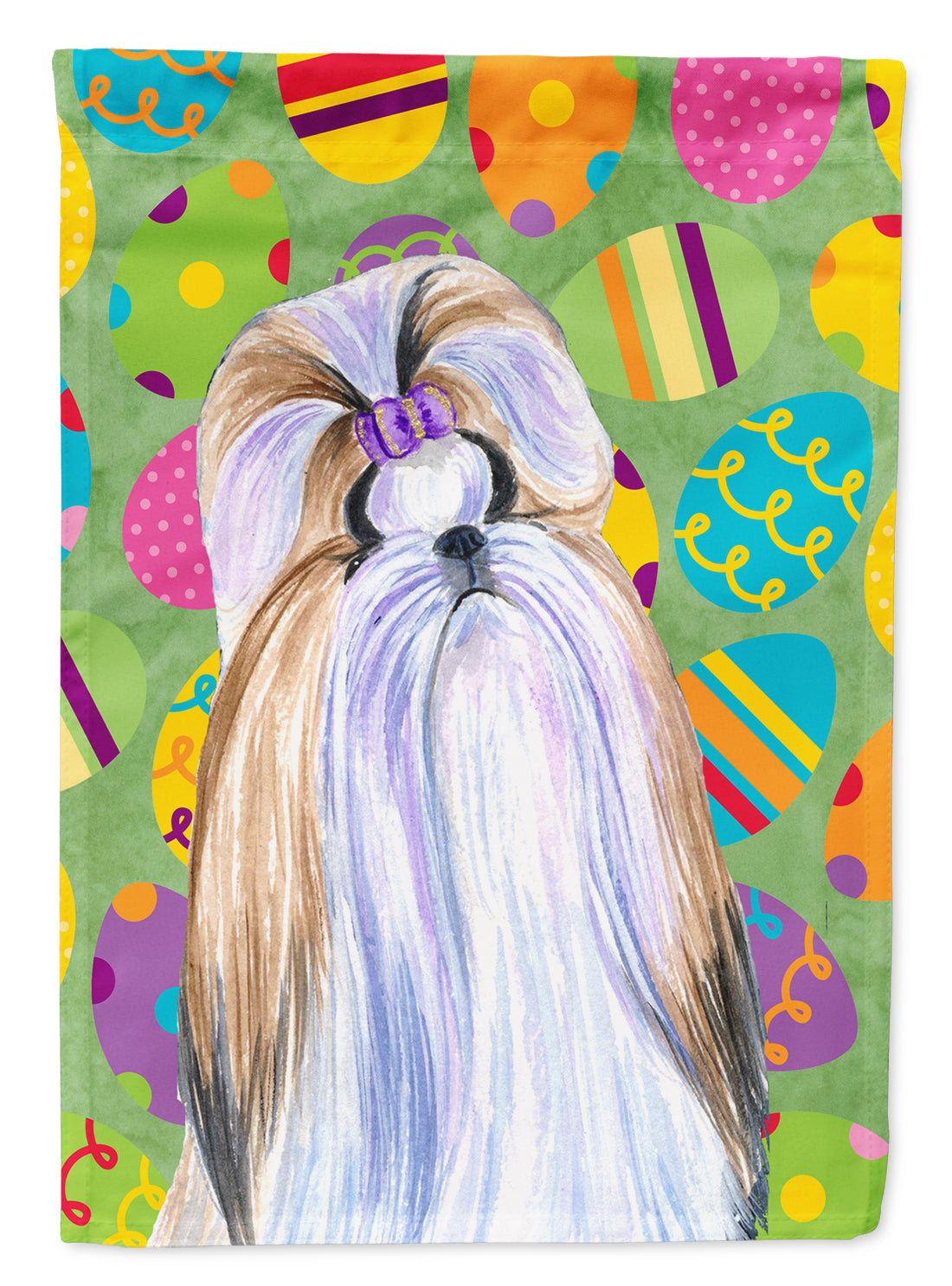 Shih Tzu Easter Eggtravaganza Flag Canvas House Size  the-store.com.