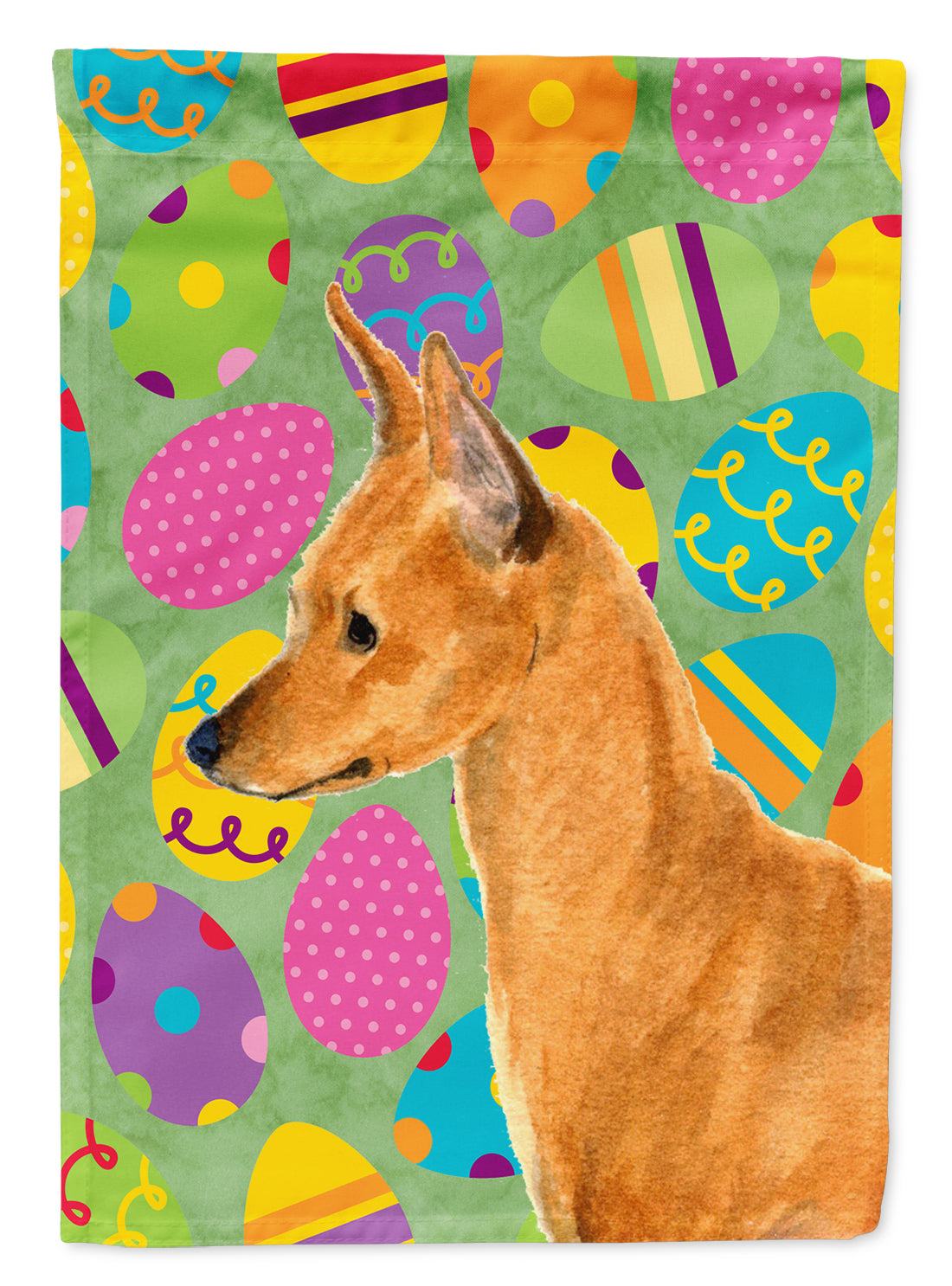 Min Pin Easter Eggtravaganza Flag Canvas House Size