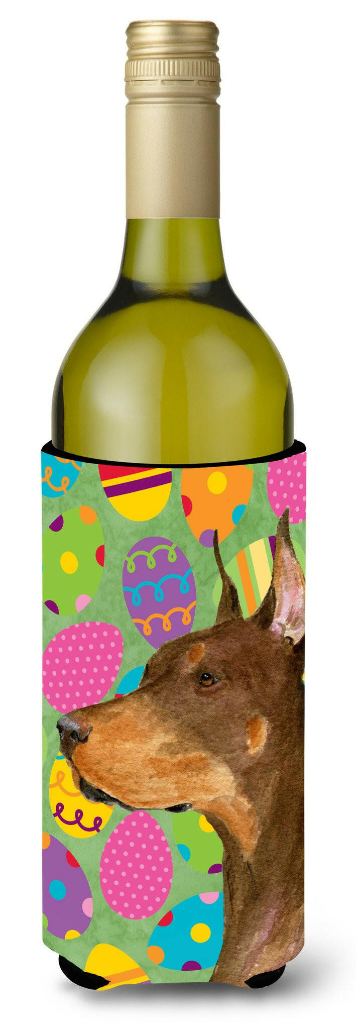 Doberman Easter Eggtravaganza Wine Bottle Beverage Insulator Beverage Insulator Hugger SS4813LITERK by Caroline&#39;s Treasures