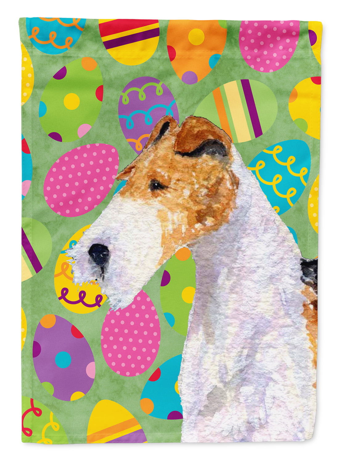 Fox Terrier Easter Eggtravaganza Flag Canvas House Size