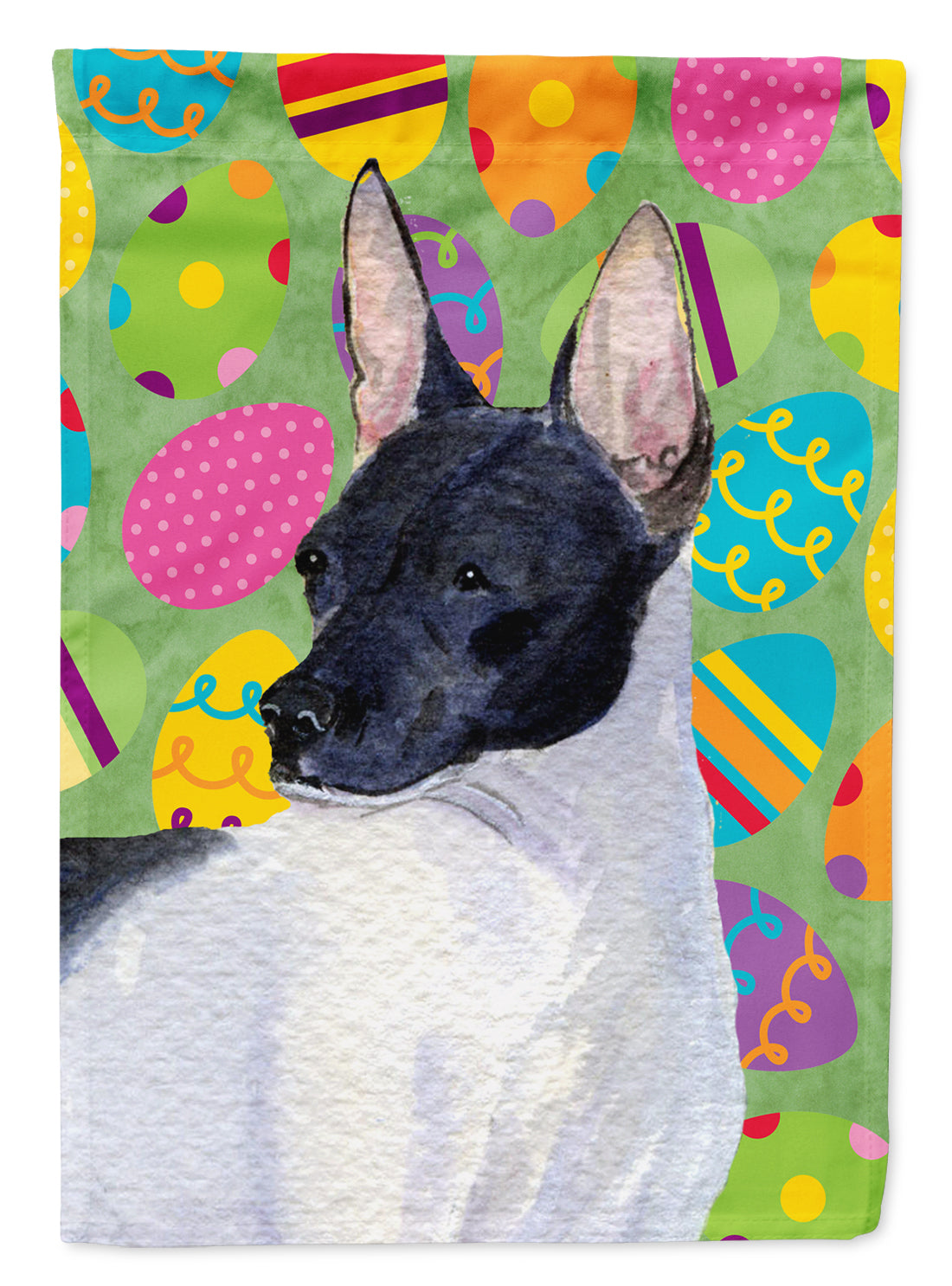 Rat Terrier Easter Eggtravaganza Flag Canvas House Size  the-store.com.