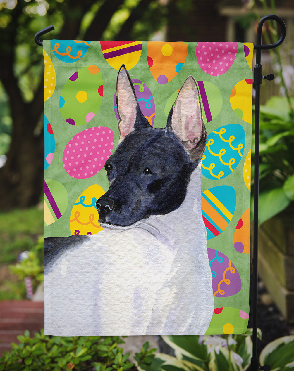 Rat Terrier Easter Eggtravaganza Flag Garden Size  the-store.com.