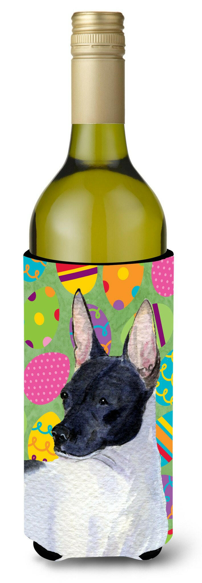 Rat Terrier Easter Eggtravaganza Wine Bottle Beverage Insulator Beverage Insulator Hugger by Caroline&#39;s Treasures