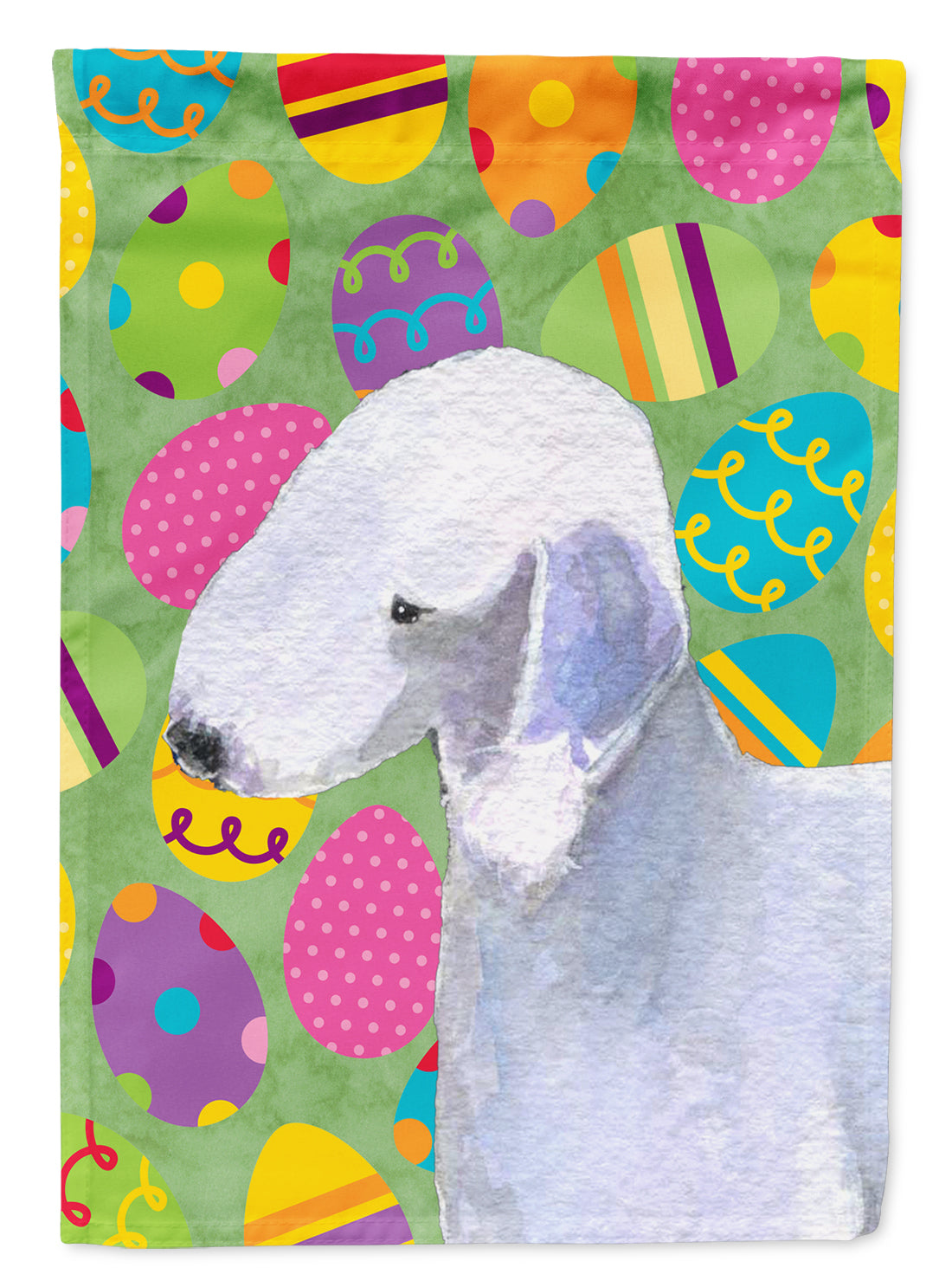 Bedlington Terrier Easter Eggtravaganza Flag Canvas House Size  the-store.com.