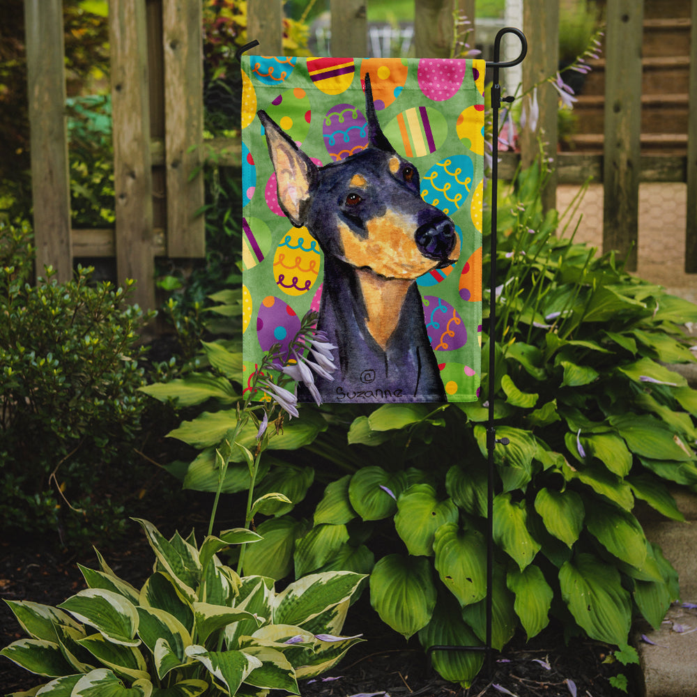 Caroline's Treasures Doberman Easter Eggtravaganza Garden Flag - Outdoor Decorative Yard Flag
