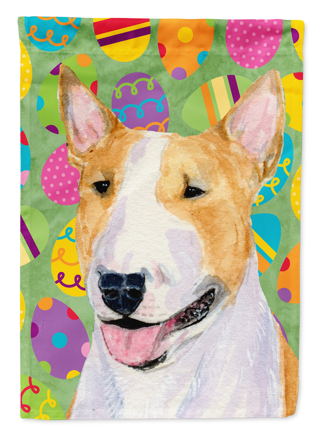 Bull Terrier Easter Eggtravaganza Flag Garden Size  the-store.com.