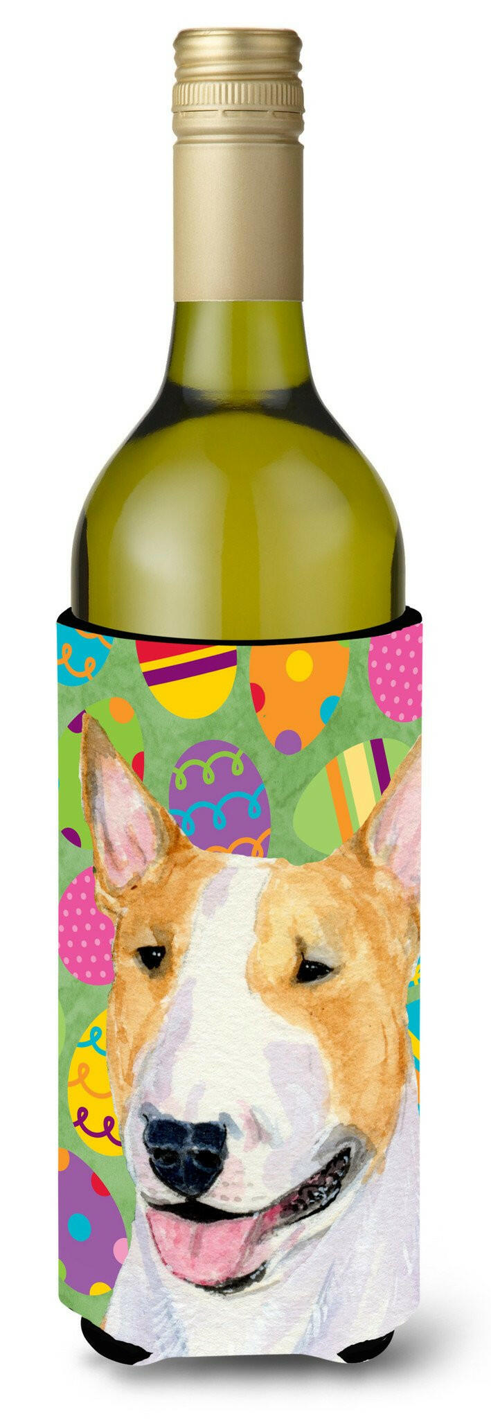 Bull Terrier Easter Eggtravaganza Wine Bottle Beverage Insulator Beverage Insulator Hugger by Caroline's Treasures