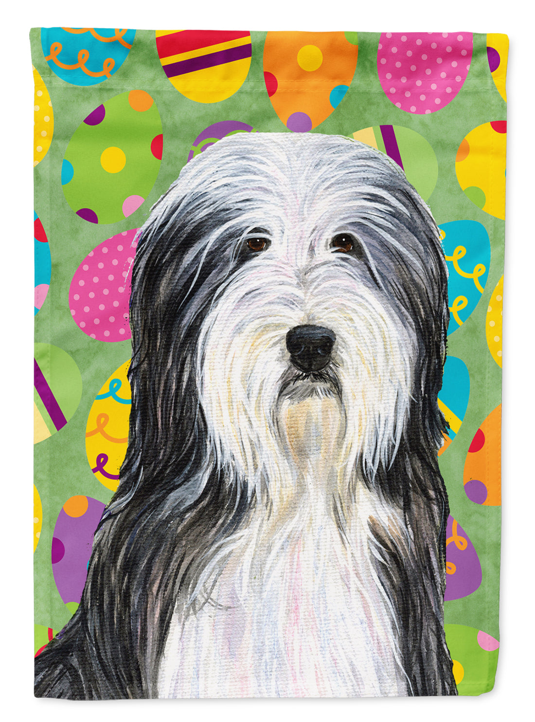 Bearded Collie Easter Eggtravaganza Flag Canvas House Size  the-store.com.