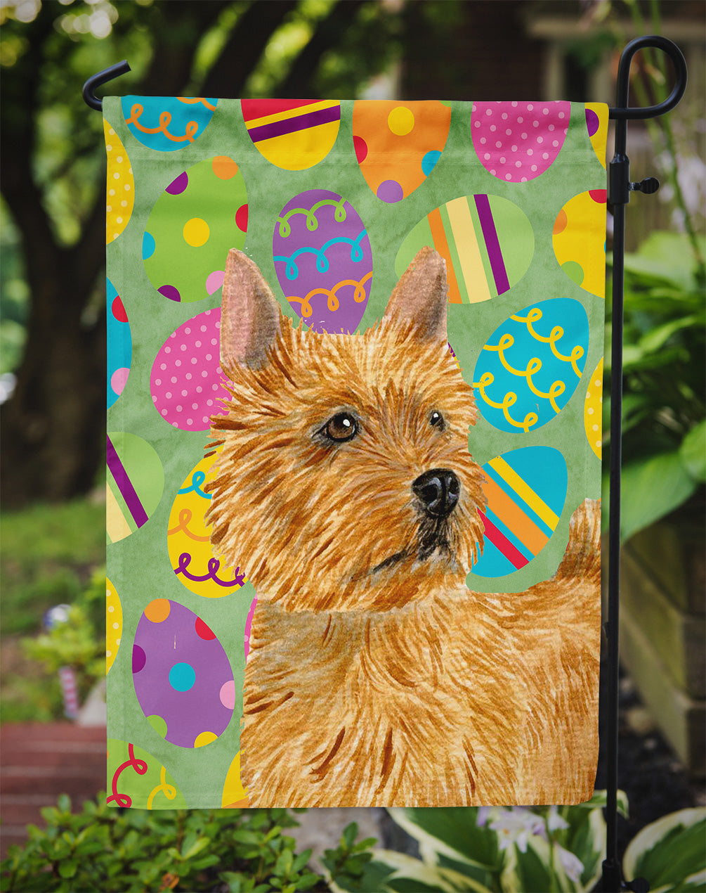 Norwich Terrier Easter Eggtravaganza Flag Garden Size  the-store.com.