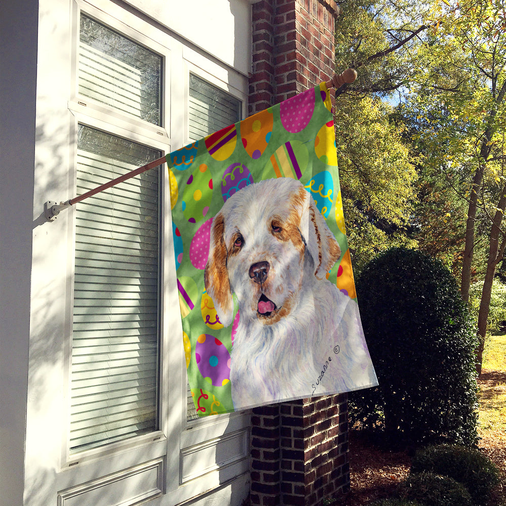 Clumber Spaniel Easter Eggtravaganza Flag Canvas House Size