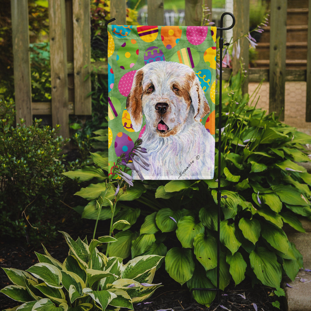 Clumber Spaniel Easter Eggtravaganza Flag Garden Size  the-store.com.