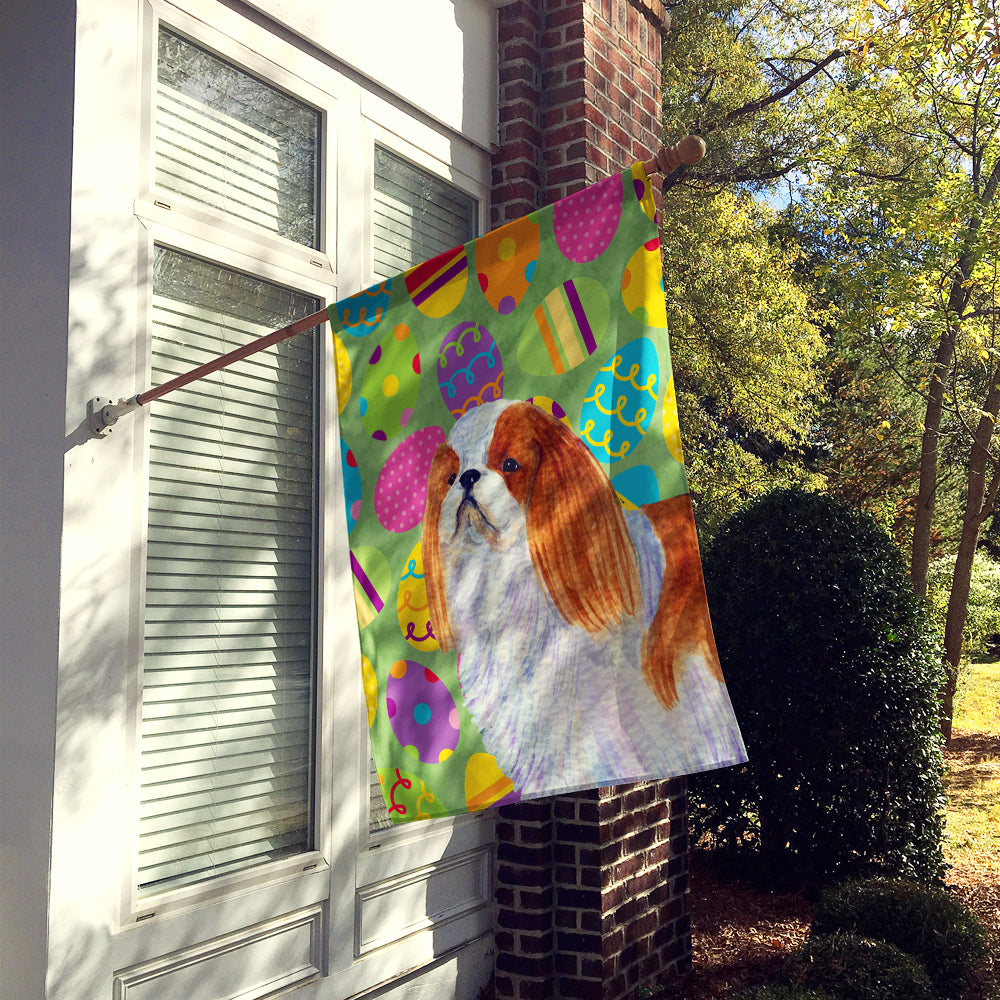 English Toy Spaniel Easter Eggtravaganza Flag Canvas House Size  the-store.com.